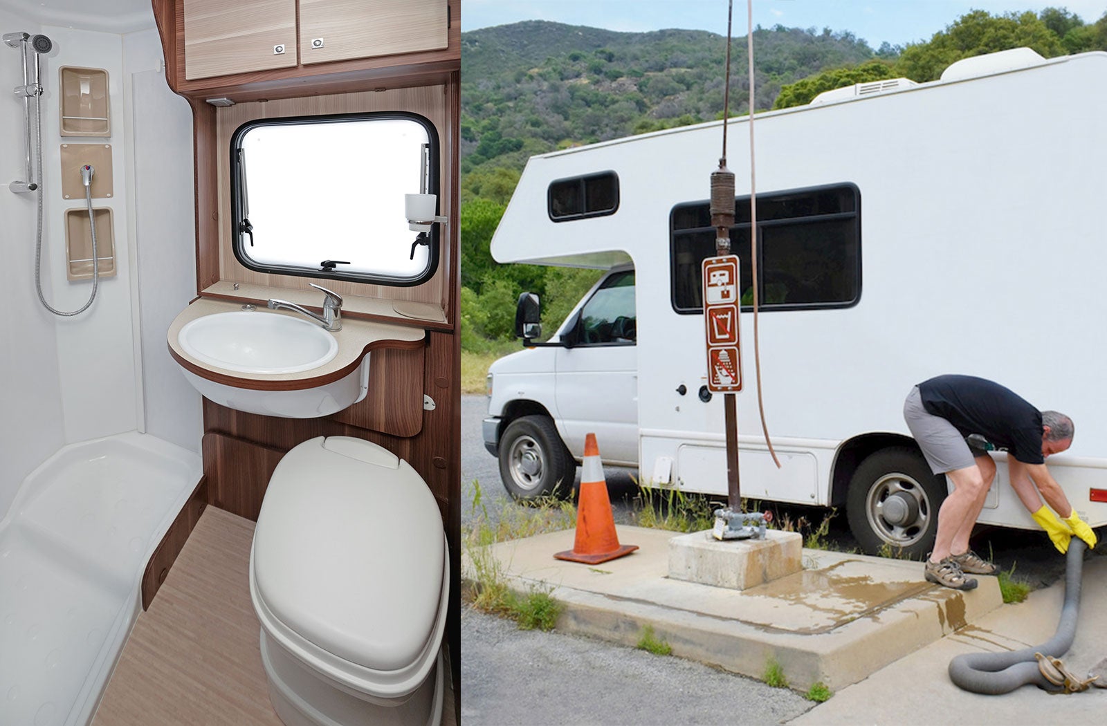 Portable RV/camper toilet and holding tank setup in Rocky Mount, North Carolina